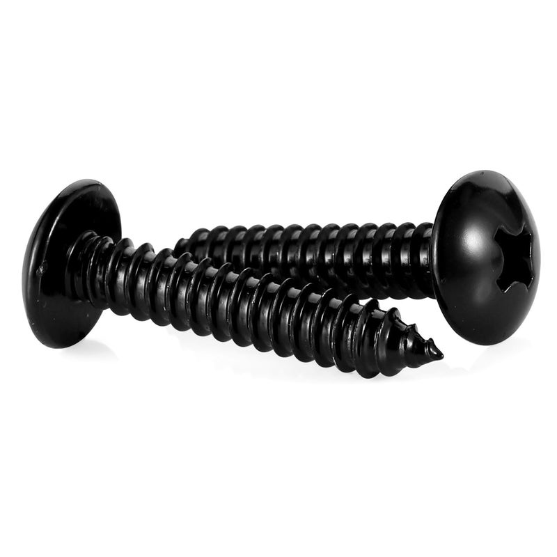 OUSCHR #14 x 1-1/4" Truss Head Wood Screws Sheet Metal Screw, Self Tapping, 18-8 Stainless Steel 304 Black Finish, 25 PCS - Image 1